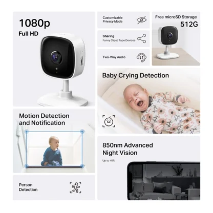 cámara Tapo C100 Seguridad Full HD con visión nocturna avanzada y detección de movimiento. - Imagen 3