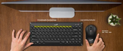 Teclado Genius + Mouse Luxemate Q8000 Tkl Wireless Usb Multimedia Sp Black (31340013401) - Imagen 6